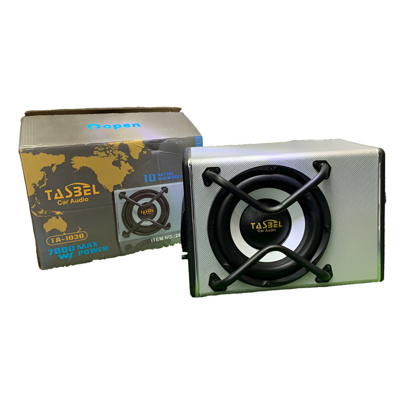 Subwoofer Amplificado 7000w 10 Pulgadas + Kit De Cables Gris