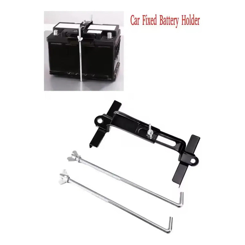 Soporte Fijador Batería Ajustable Seguro Estabilizador Auto Negro