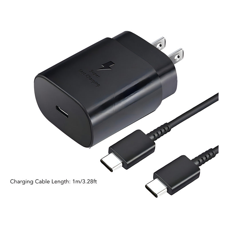 Cargador Para Samsung A30/ A31 /a32 /a33 Carga Rápida 25w Negro