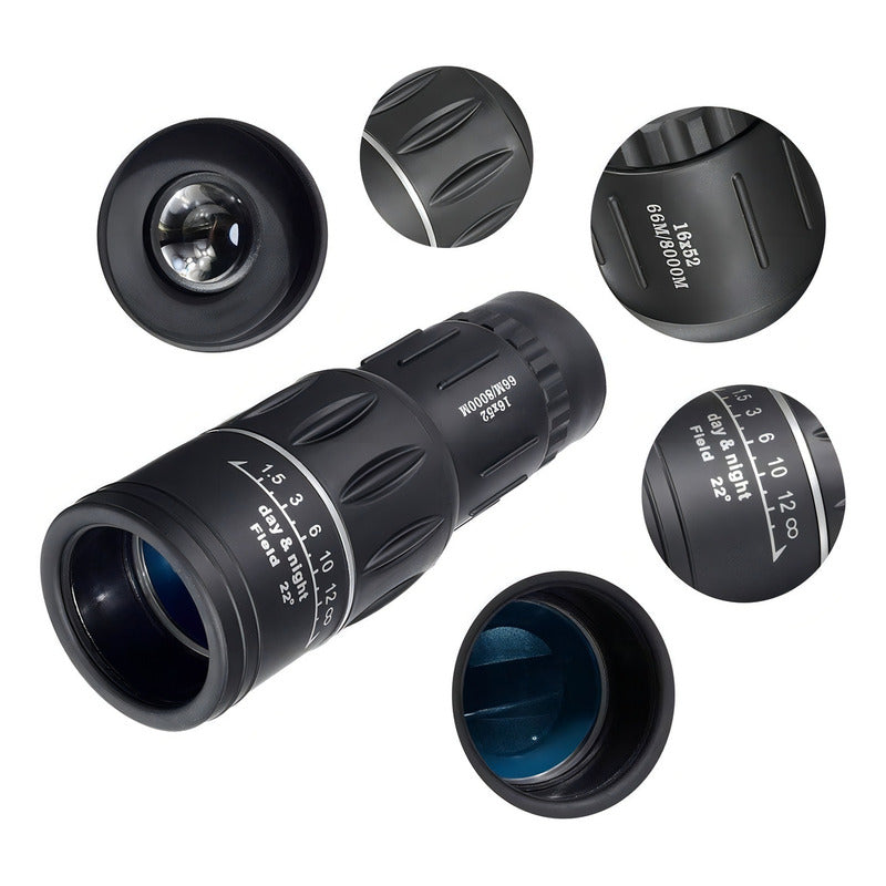 Monocular Potente Doble Enfoque 16x52 8000m Para Exteriores Negro