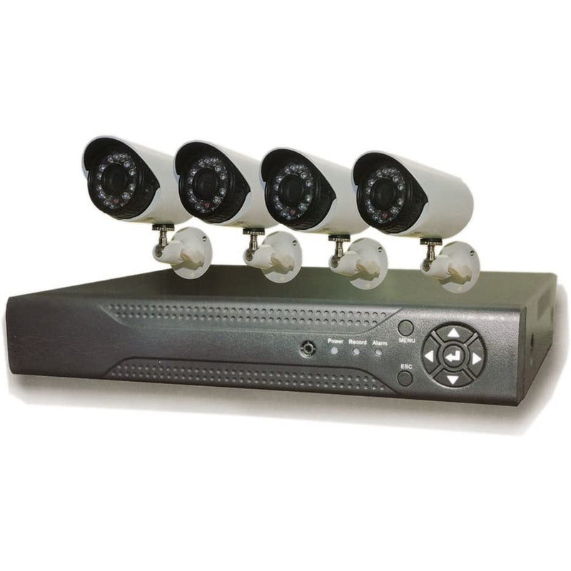 Kit Dvr Con 4 Cámaras De Seguridad Interior Y Exterior Blanco