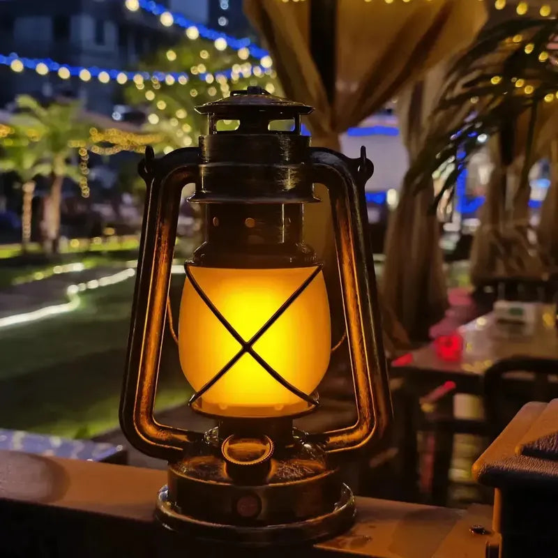 Lampara Vintage Camping Portátil Recargable Led Exteriores Marrón