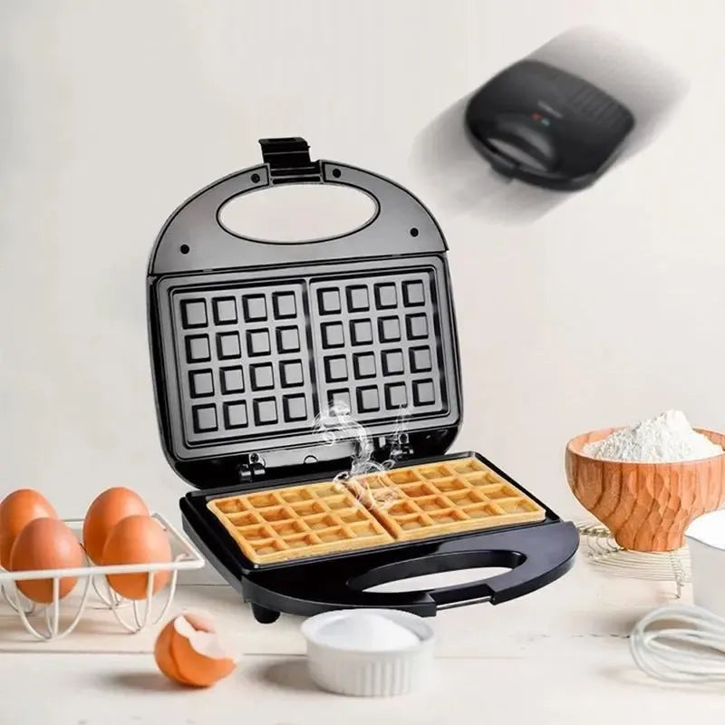 Maquina De Waffles En 5 Min Wafflera Doble Pequeña Negro