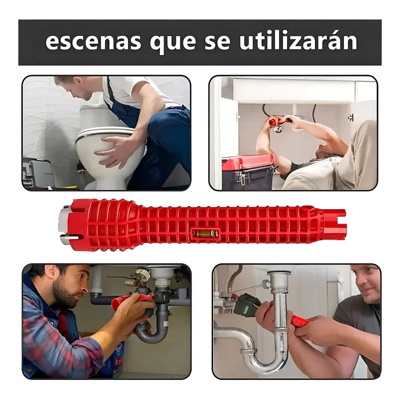 Llave Francesa Ajustable De Abs Para Grifo Y Desagüe Roja Rojo