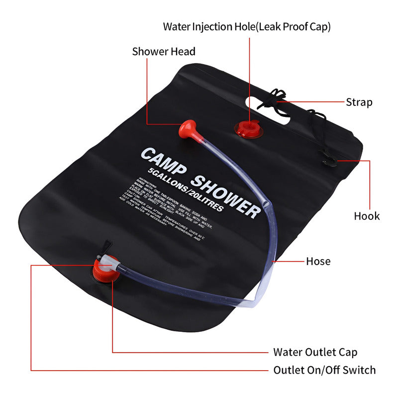 Ducha Portátil Camping Playa 20 L Exterior Compacta