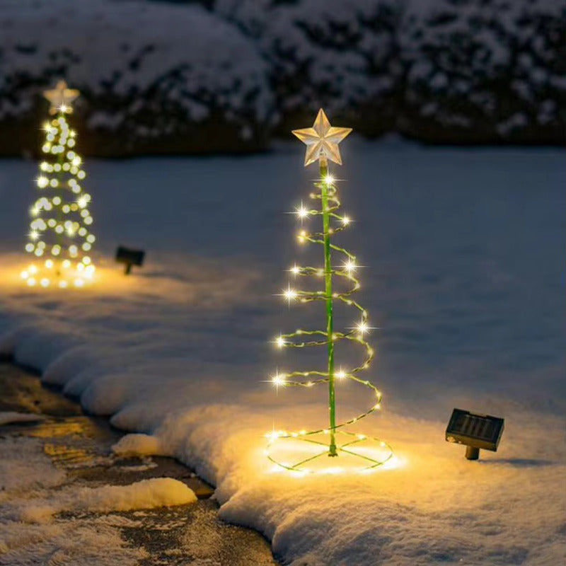 Estaca Solar Árbol Navidad Led Decorativa + Estrella - 85cm Amarillo