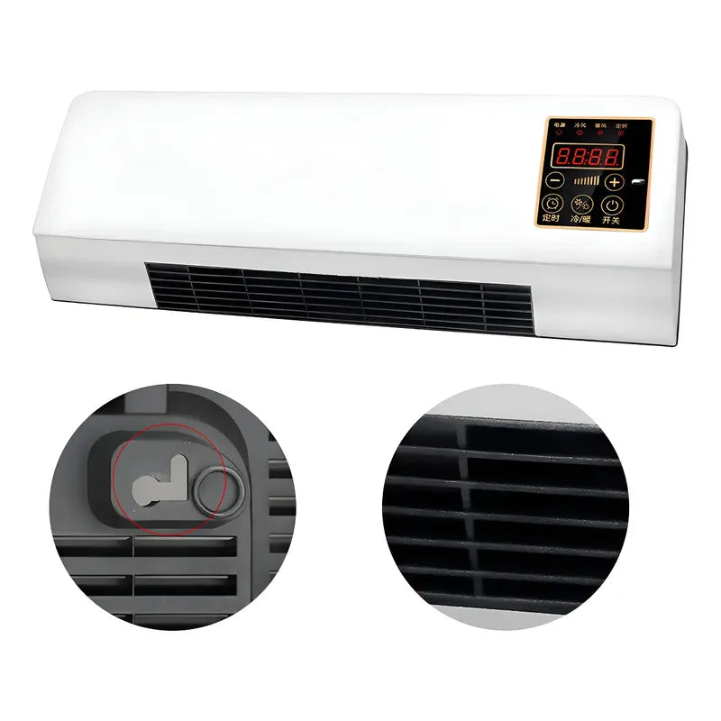 Aire Acondicionado Calefactor Para Pared Aire Caliente Con Control Remoto Blanco
