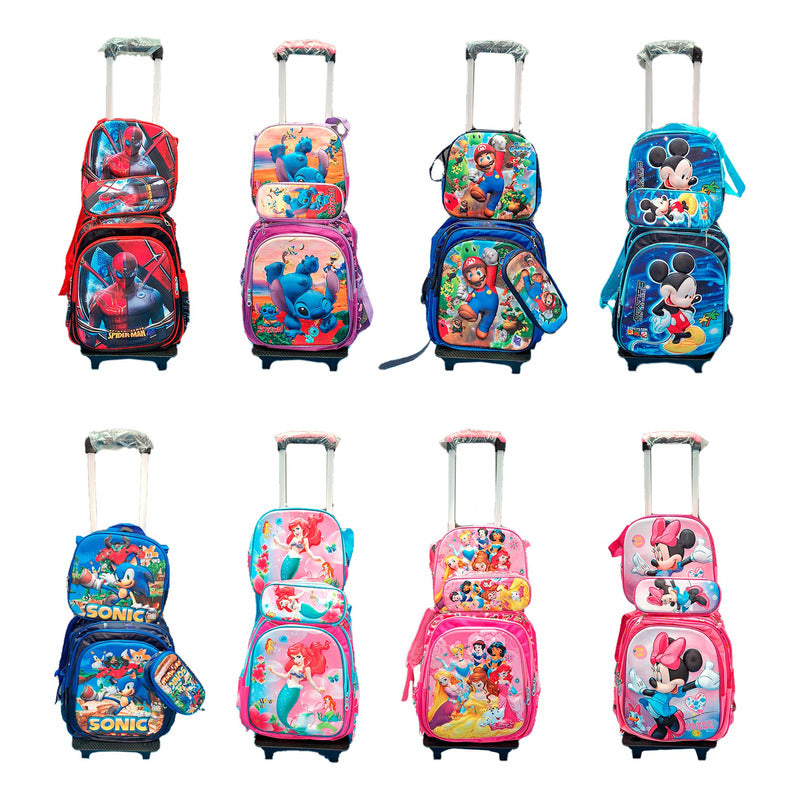 Mochila Bolso 3 En 1 Lonchera Y Cartuchera Niño/niña