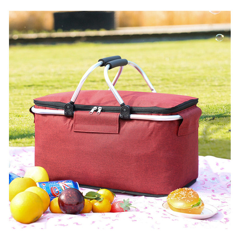 Canasto De Picnic Para 4 Personas Cesta Térmica Impermeable Color Gris2