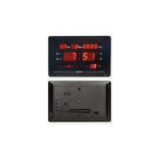 Reloj Digital Led Pared Temperatura Fecha Español Negro Negro