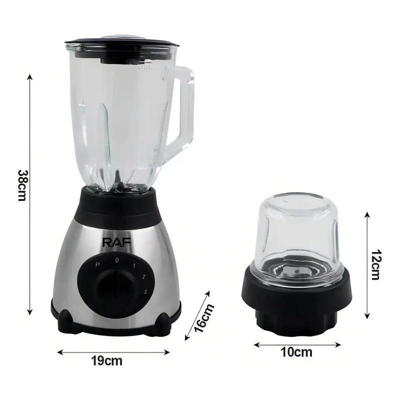Licuadora Raf Juguera De Vidrio 1.5 Litros Acero Inoxidable Plateado