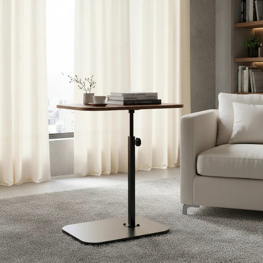 Mesa Auxiliar Tipo C Giratoria Altura Ajustable Living Pieza Marrón