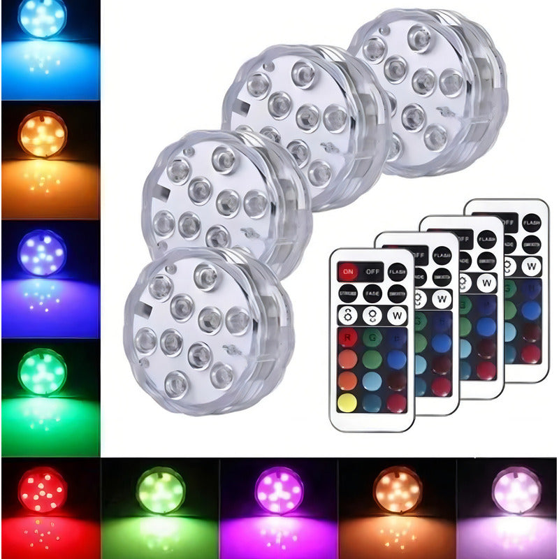 Pack X 4 Luz Led Sumergible Piscina Jacuzzi Decoraciones