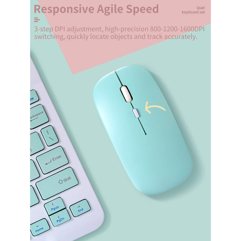 Kit Teclado Mouse Bt Para Windows Apple Android Slim Pastel