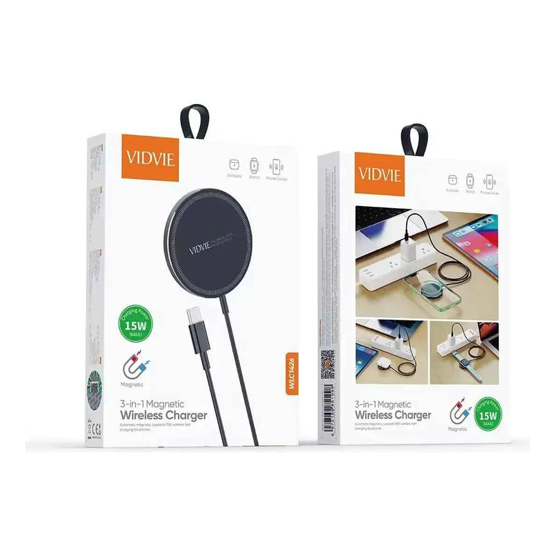Cargador Inalámbrico Compatible Android Y Ios Vidvie 15w Negro