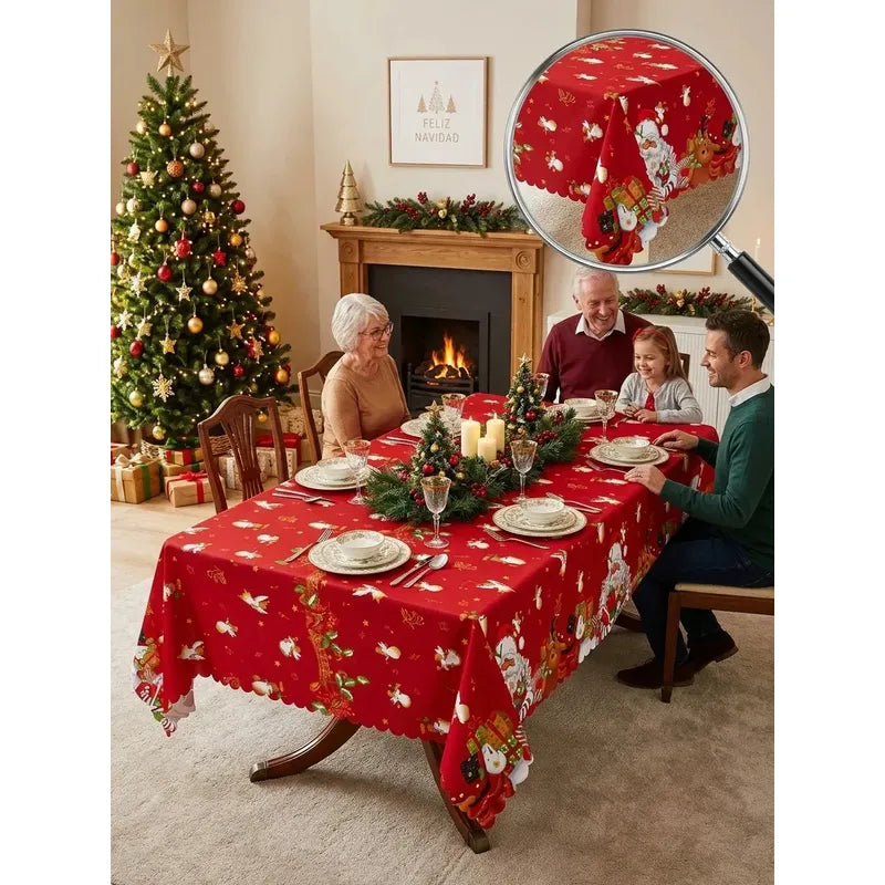 Mantel Navideño Estampado Mesa Comedor Variados Diseños Rojo Navidad Rojo | Navidad