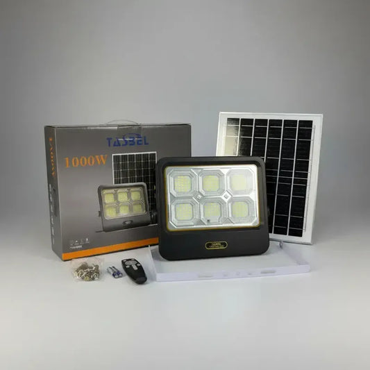 Foco Solar Con Panel Separado 600w + Control Remoto Ip67 Negro Blanco Frío