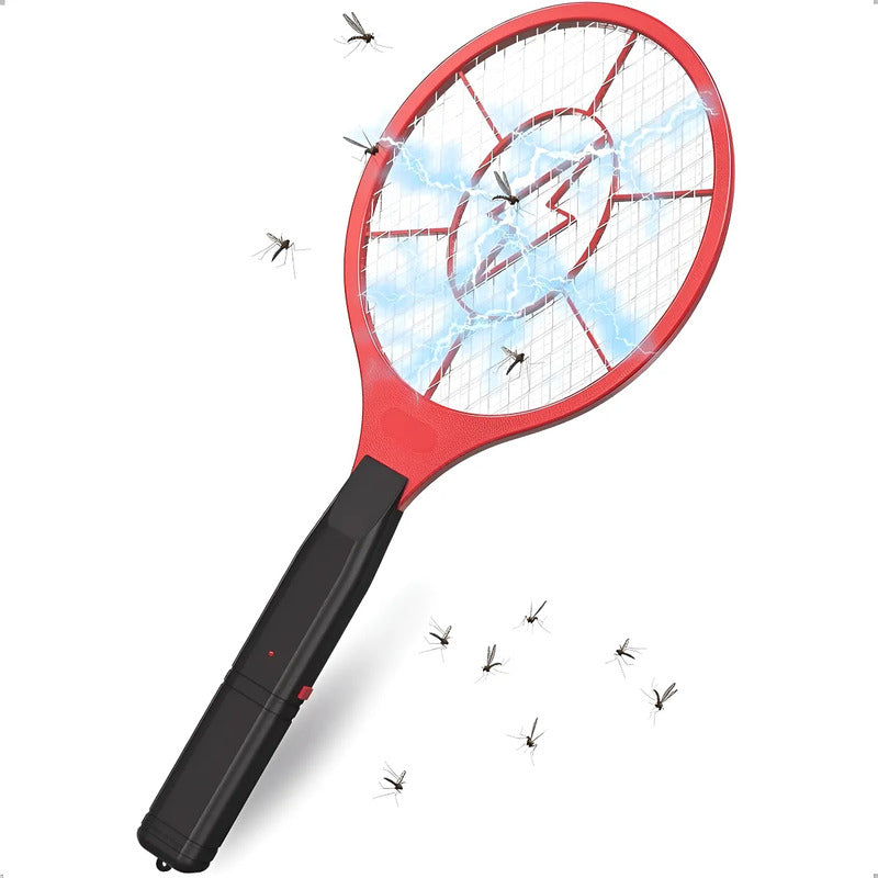 Raqueta Electrica Mata Mosca Recargable Insectos Mosquitos Rojo
