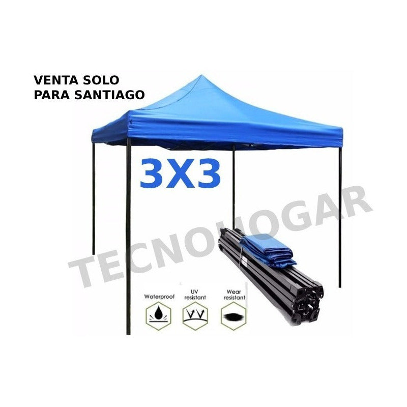 Toldo Metálico Inoxidable 3x3 Plegable  Lona, Resiste Lluvia
