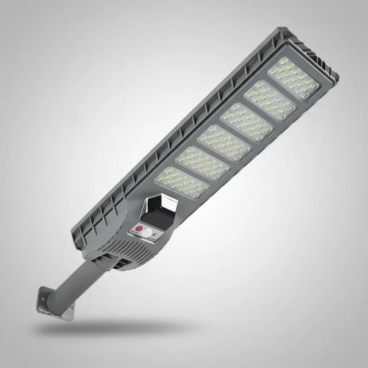 Foco Con Sensor 600w Carga Solar + Soporte Base Y Control Gris Oscuro Blanco Frío