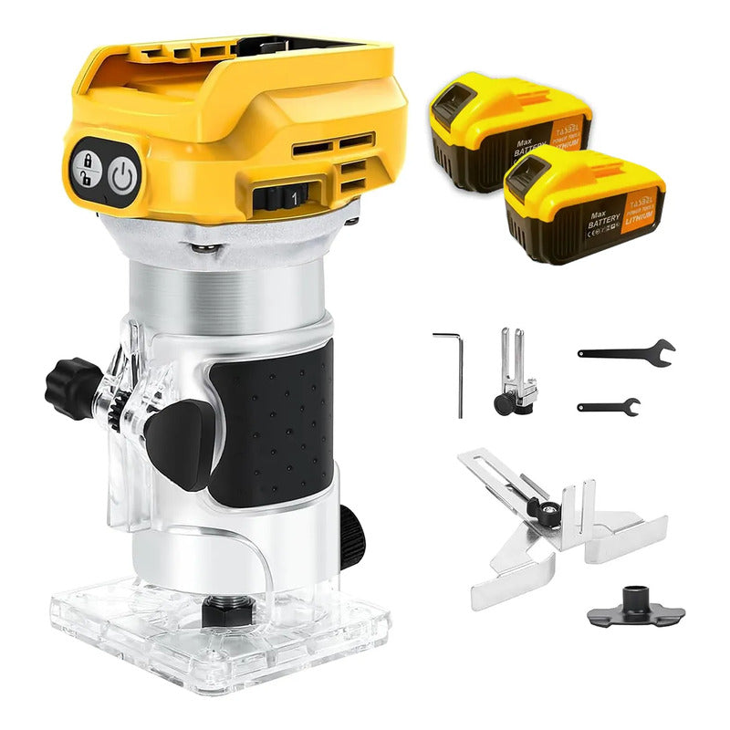 Kit Carpintería: Broca Forstner 5 Piezas + Fresadora De Madera Inalámbrica 2 Baterías Brushless
