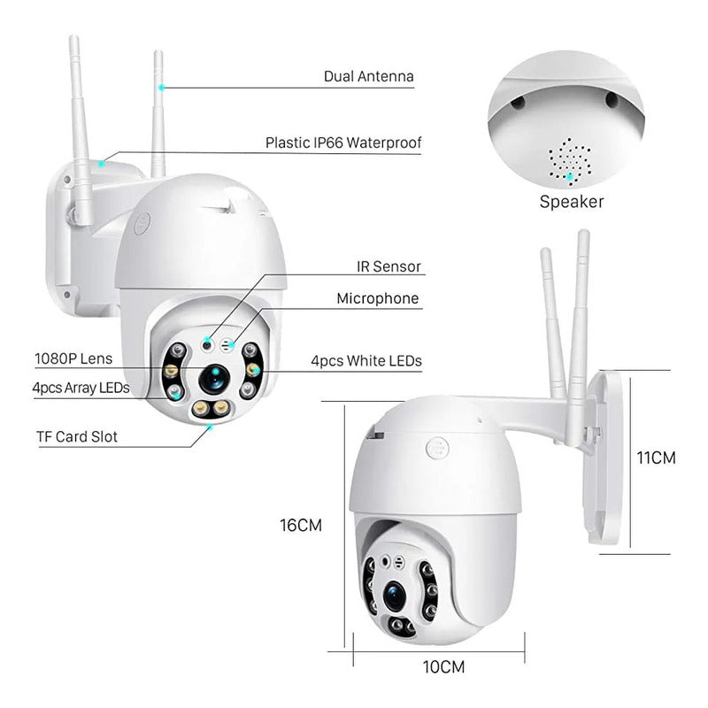 Cámara De Seguridad Jortan  Domo Exterior Wifi 360° Full Hd Blanco