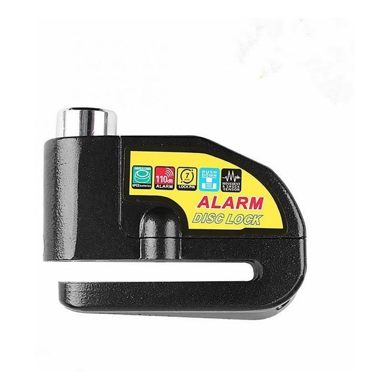Candado Alarma Moto Bicicleta Scooter Reforzado Antirobo Negro