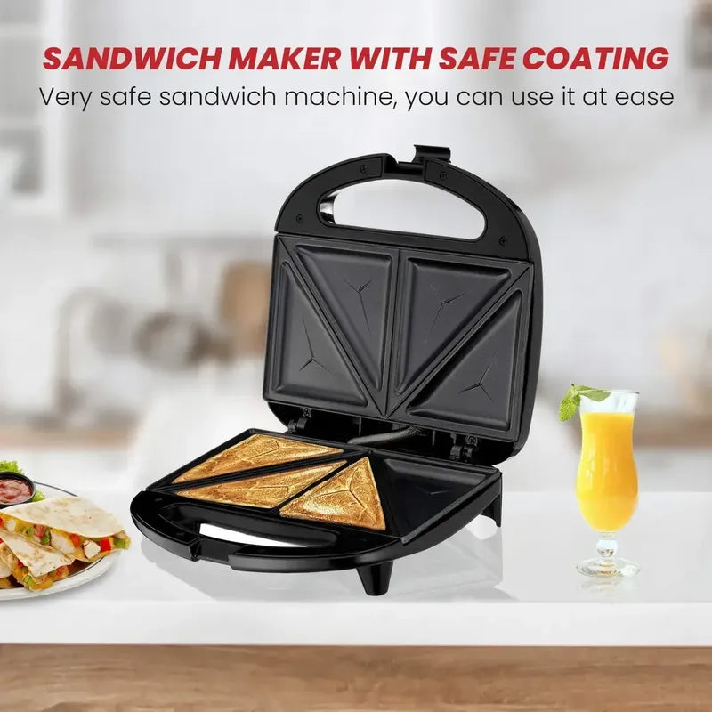 Sandwichera Eléctrica Triangular Doble Tostadora 1200w Negro