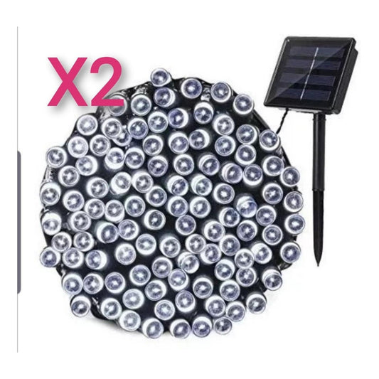 Luces Guirnalda X2 Solar Inteligente 200 Led Fria 20 Mts