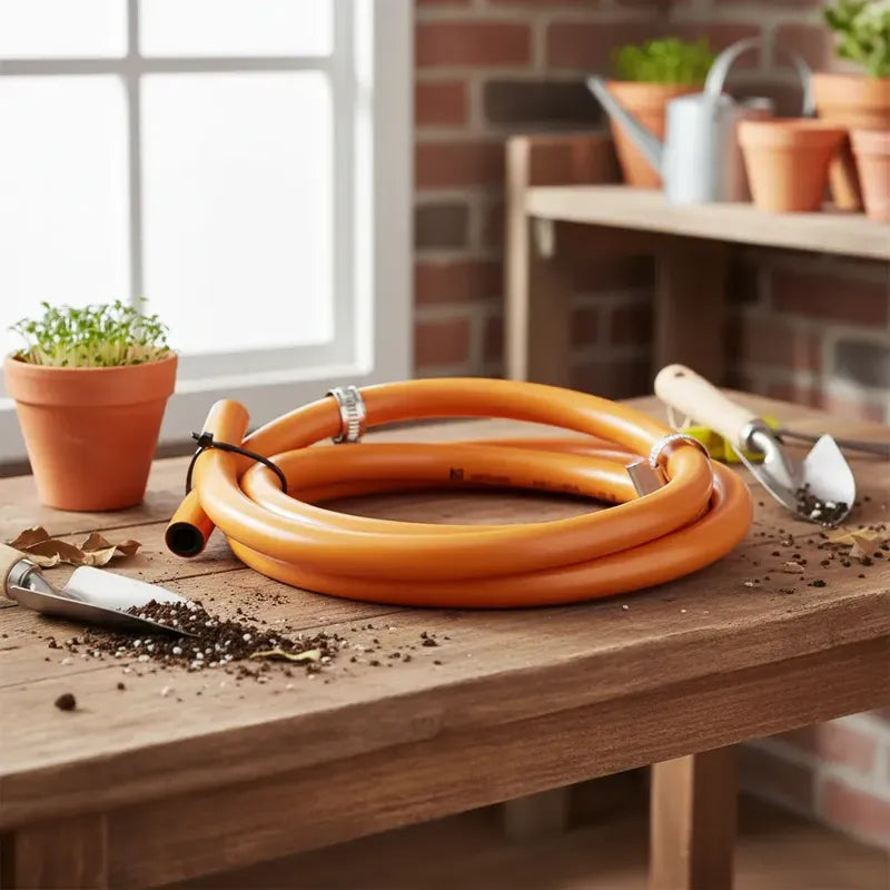 Manguera Para Gas Licuado Rollo 1.5 Metros + Abrazaderas Naranja