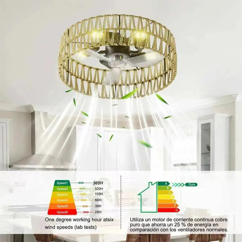 Ventilador De Techo Con Luz Y Control Remoto Diseño Rústico