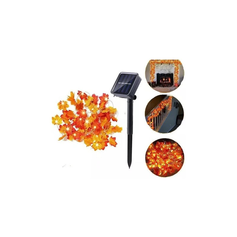 Luces Solar Guirnalda Hoja 30 Led Led Luz Cálida Navidad Cálida