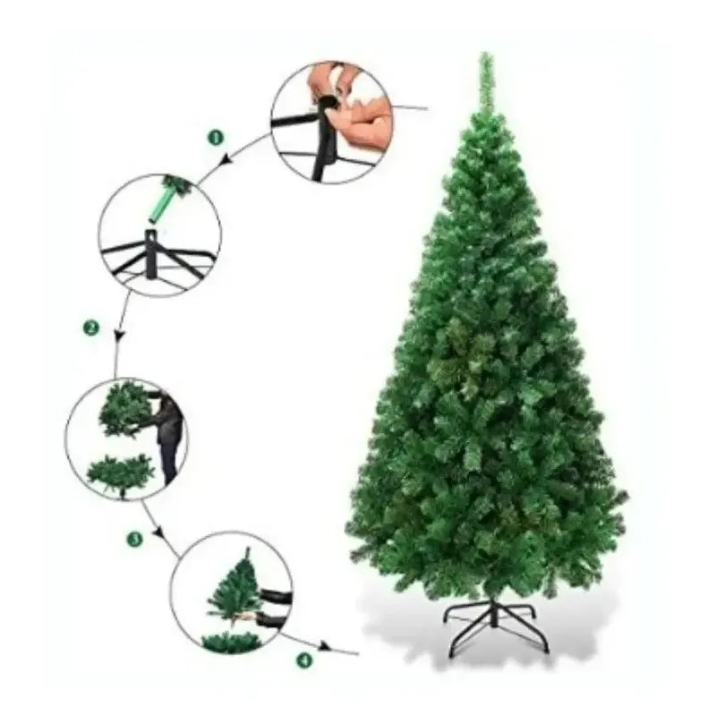 Kit Navidad: 6 Guirnaldas Led Estrellas Multicolor Solar + Árbol Pascua Verde Con Base