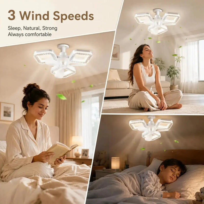 Lámpara Ventilador Led Rosca E27 Efecto Cristal Blanco