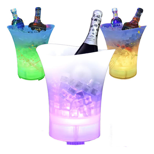 Pack X3 Hielera Bluetooth Recargable Con Parlante Luces Led Opaco Transparente