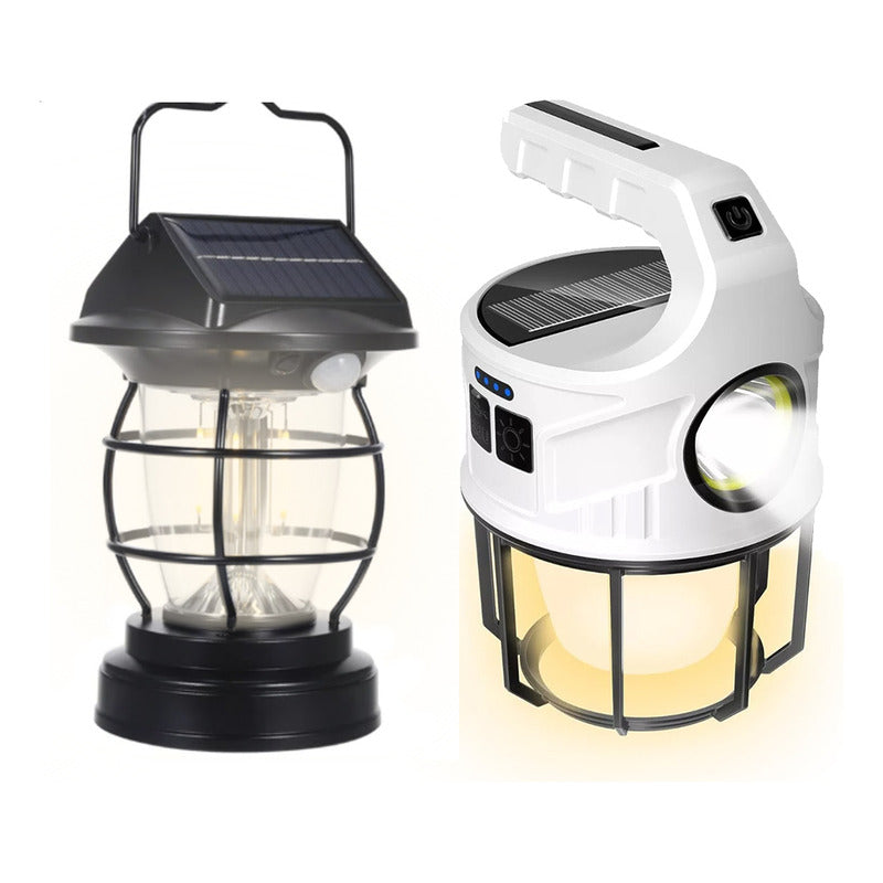 Lámparas De Mano Farol Solar Luz Recargable Patio Colgante Negro