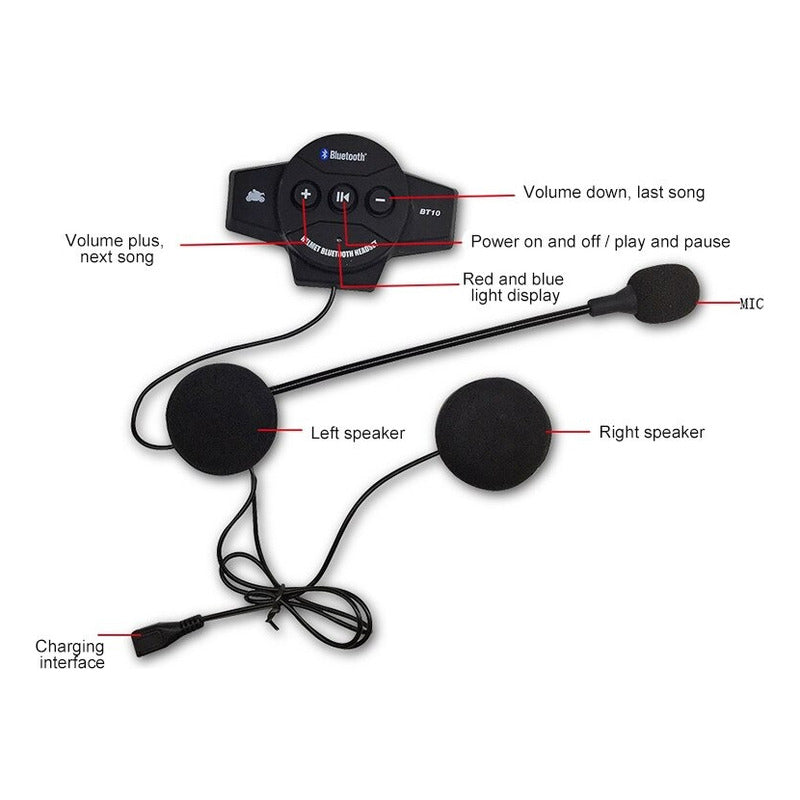 Audífonos Bluetooth Manos Libres Para Casco De Moto Negro