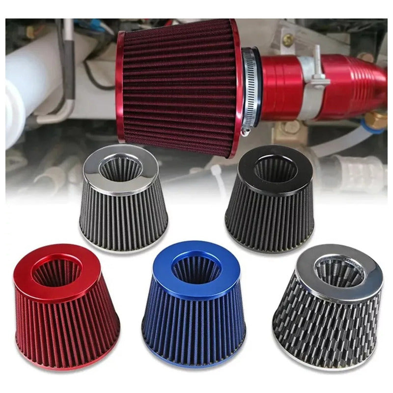 Filtro De Aire Cónico Universal  Alto Flujo Para Autos 76mm