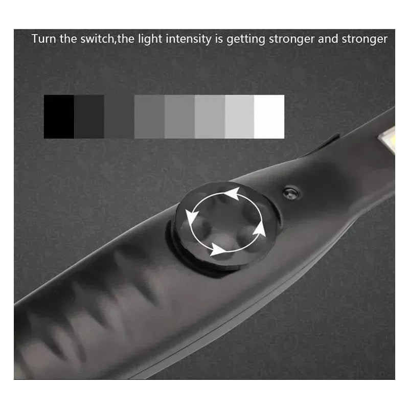 Linterna Led Regulable Recargable Emergencia Brillante Imán Negro