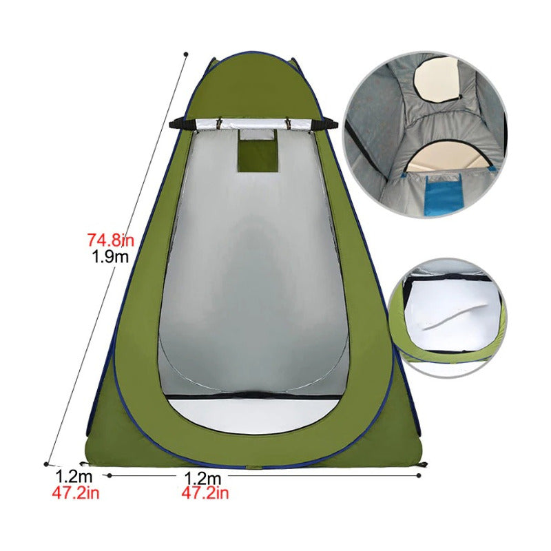 Carpa Caseta Baño Vestidor + Baño Químico + 2 Duchas 40l C/u Verde