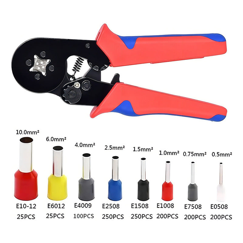 Set Alicate Crimpador + 1200 Terminales Pelacable Crimpadora