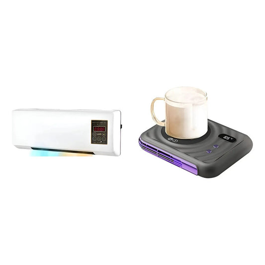 Kit Calor Perfecto: Calefactor Para Pared Aire Caliente Tipo Split Blanco + Calentador De Tazas Negro
