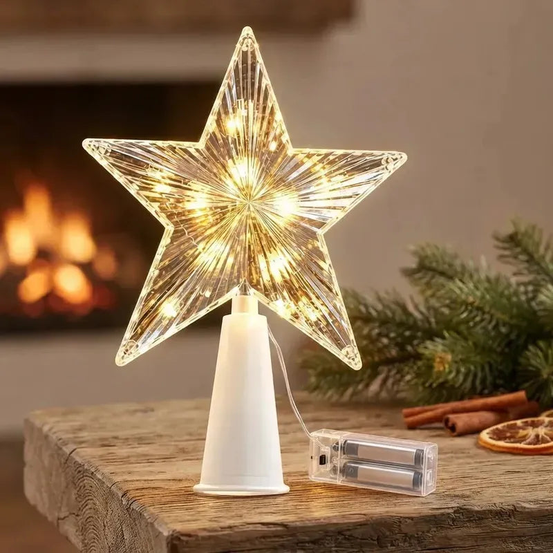 Estrella Navidad Led Calida 19cm Punta Arbol Decorativa