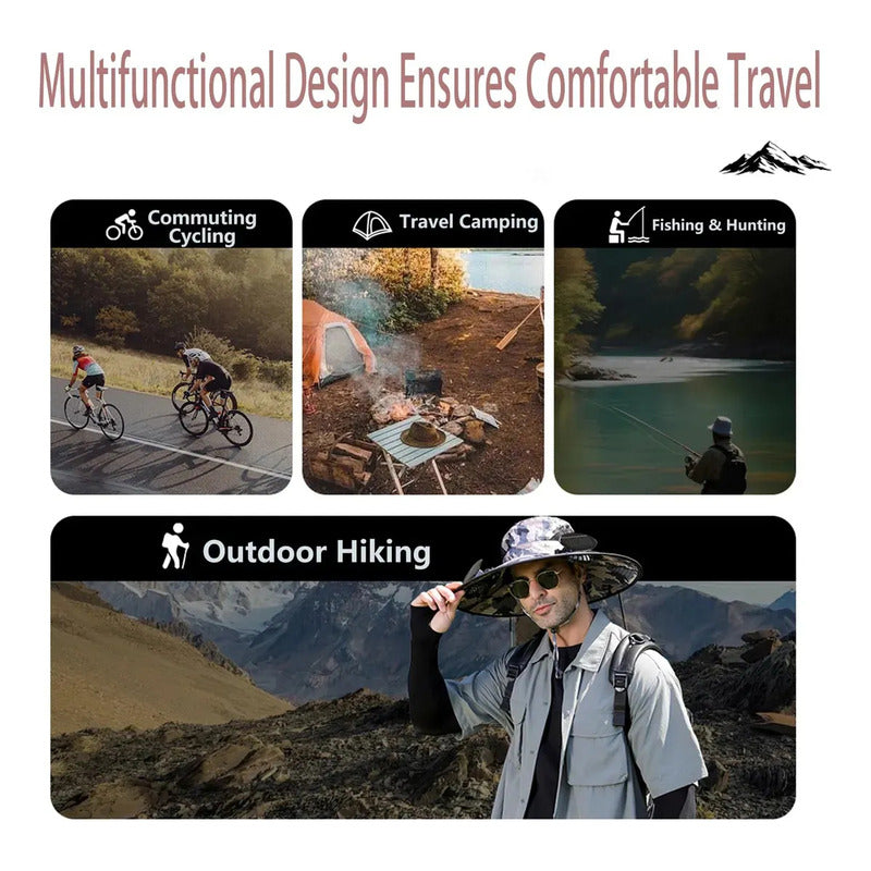 Sombrero Ventilador Solar Integrado Para Verano Con Usb Gris L Camuflaje