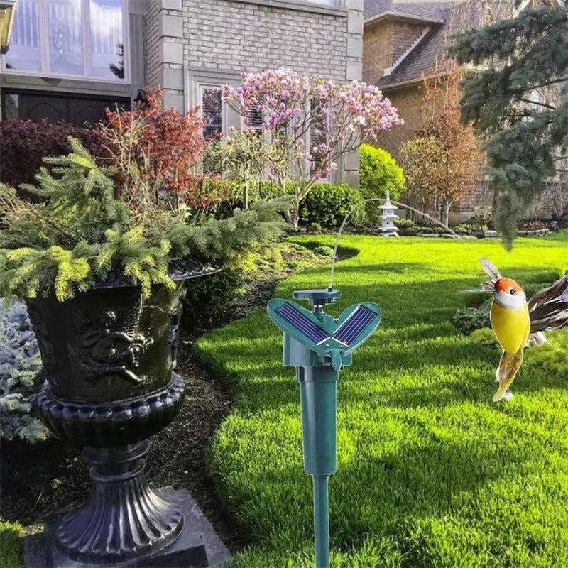 Colibri Picaflor Volador Estaca Jardin Solar Decorativo Amarillo