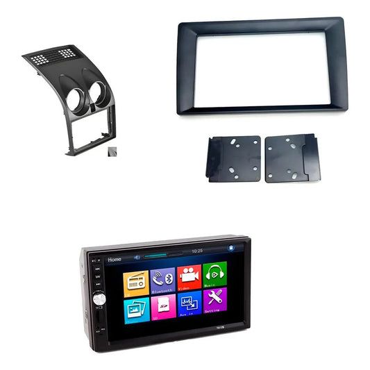 Kit Audio Qashqai: Bisel 2007-2014 Negro + Radio 2 Din Mirror Link + Adaptador 9 A 7 Pulgadas