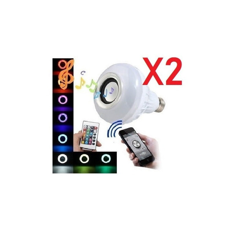 Ampolleta Parlante Bluetooth Pack X2 Luces De Colores Led Varios