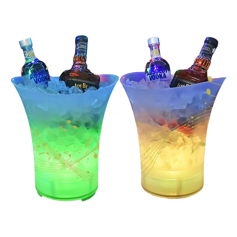 Pack X2 Hielera Con Parlante Luces Led Bluetooth Recargable Opaco Transparente