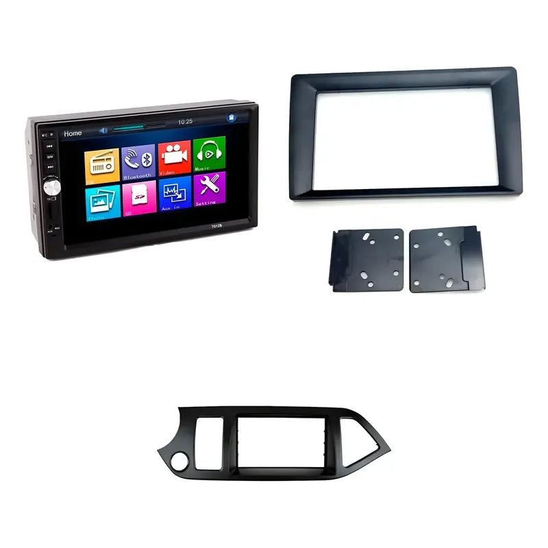 Kit Radio Kia: Bisel Kia Morning 2012-2015 9 Negro + Radio 2 Din Mirror Link + Adaptador 9 A 7