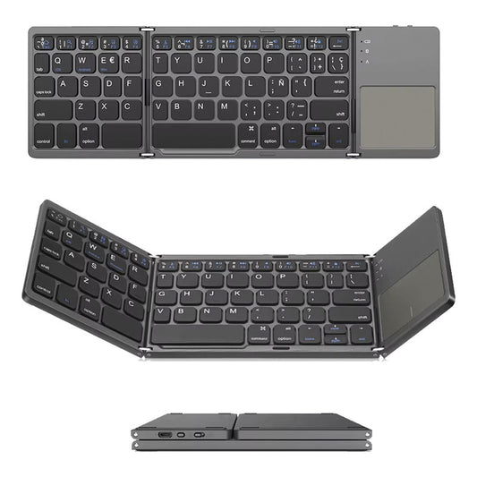 Mini Teclado Con Trackpad Bluetooth Plegable Recargable